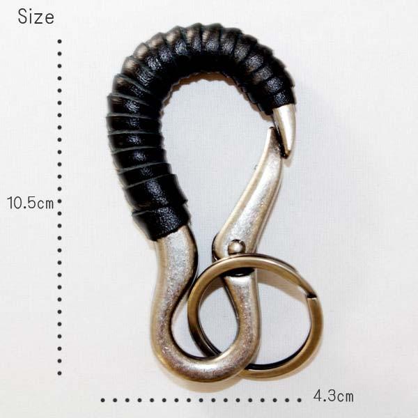 キーリング アンティーク風 デザイン レザーカラビナ 本革 メンズ Leather カラビナ 鍵付け替え 鍵収納 keyholder コング 鍵 チラ見えお洒落 - 画像 (5)