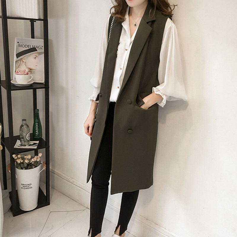 ジレ レディース テーラードベスト ロングベストノースリーブ オシャレ春秋 前開き おしゃれ ジレベストトップス 着回し シンプル レイヤード 通勤 オフィス - 画像 (5)