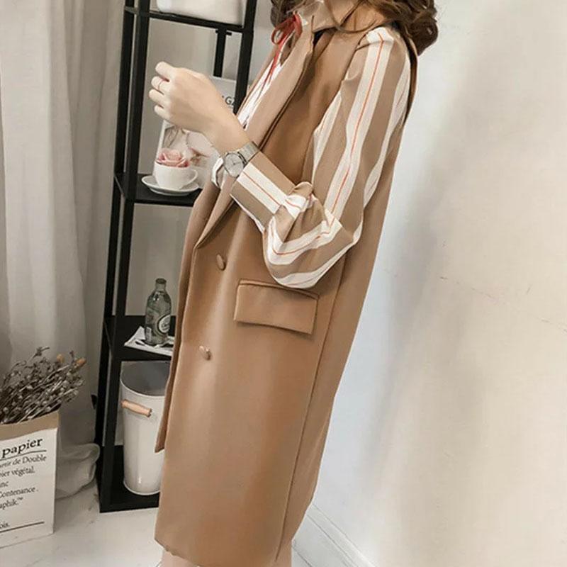 ジレ レディース テーラードベスト ロングベストノースリーブ オシャレ春秋 前開き おしゃれ ジレベストトップス 着回し シンプル レイヤード 通勤 オフィス - 画像 (9)