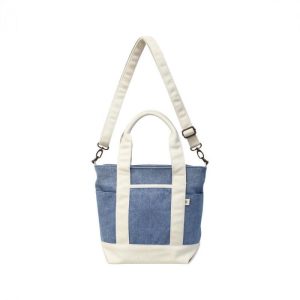 カラーキャンバス＆デニム2WAYトート Sサイズ SFA-0117S スカイブルー/アイボリー
