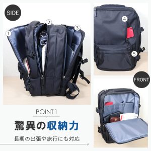 リュックサック メンズ 大容量 通学 通勤 ビジネスリュック レディース a4 1泊 USB 大型 拡張 軽量 旅行 収納 他機能 黒 シンプル 撥水 防水