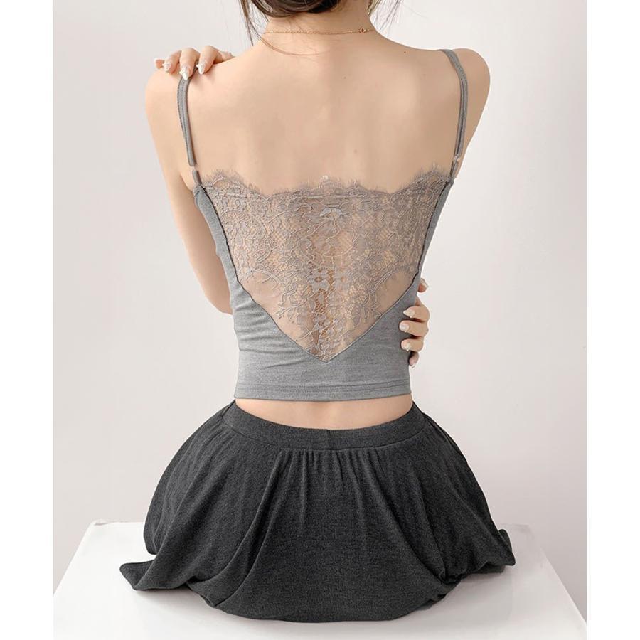 レース切替キャミソールカップ付きインナー - 画像 (3)