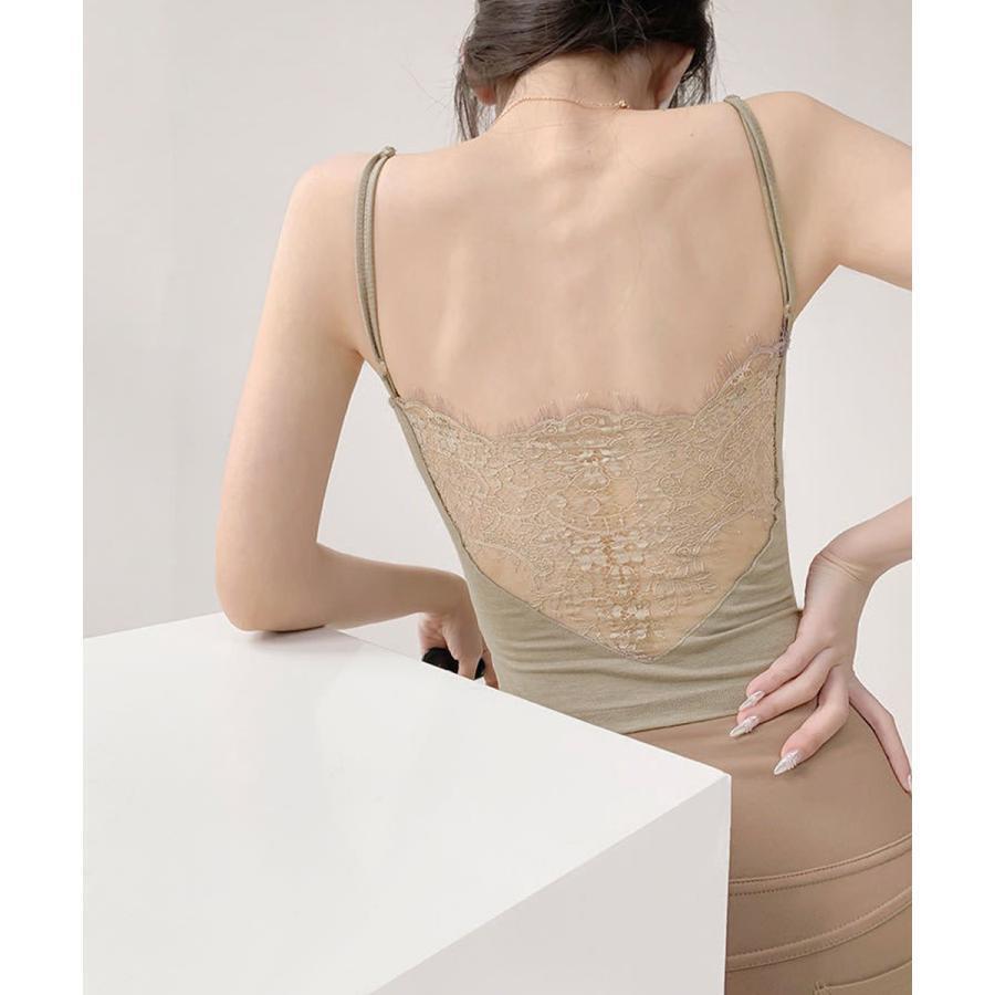 レース切替キャミソールカップ付きインナー - 画像 (4)