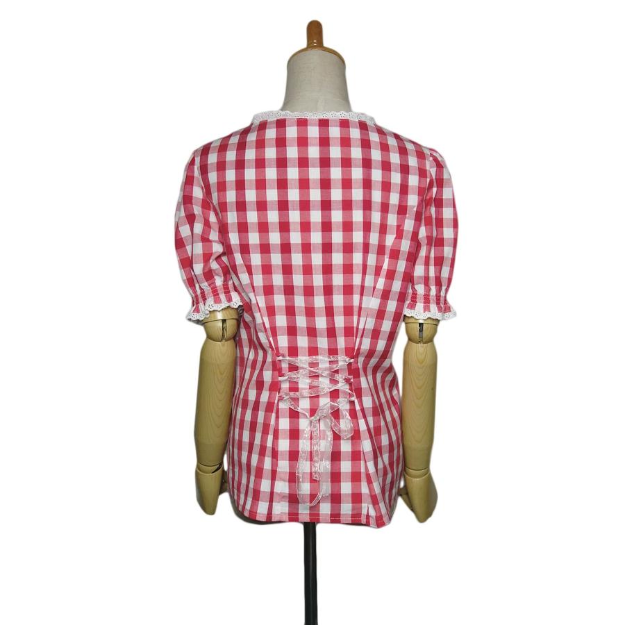 Spieth&Wensky チェック柄 オフショルダー チロルブラウス レディース XLサイズ位 古着 ヨーロッパ 民族衣装 カントリー