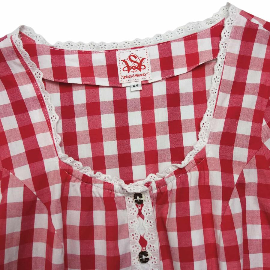 Spieth&Wensky チェック柄 オフショルダー チロルブラウス レディース XLサイズ位 古着 ヨーロッパ 民族衣装 カントリー - 画像 (2)