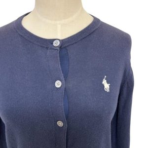 POLO RALPH LAUREN 中古 ポロラルフローレン 長袖 カーディガン クリーニング済み ネイビー レディース XSサイズ
