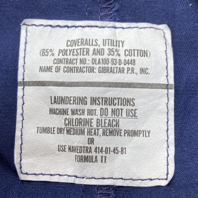 ミリタリー U.S.NAVY ユーティリティ カバーオール 8405‐01‐057-3492 ツナギ 42L 42 10107691 - 画像 (2)
