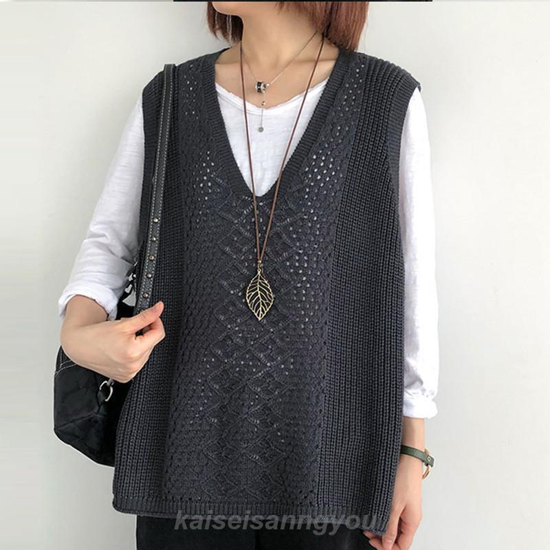ベスト ニットベスト レディース Vネック ベストセーター ゆったり 春服 重ね着 通勤 体型カバー 秋服 無地 カジュアル 着痩せ - 画像 (3)