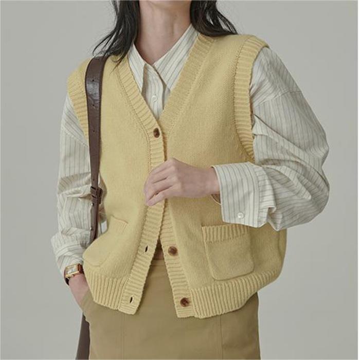 【特価】ニット 開襟 レディース ス 女性 ノースリーブ セーター Vネック コーデ カジュアル おしゃれ ファッション 無地 春