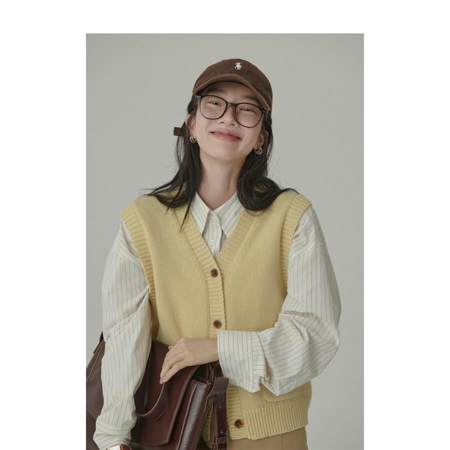 【特価】ニット 開襟 レディース ス 女性 ノースリーブ セーター Vネック コーデ カジュアル おしゃれ ファッション 無地 春 - 画像 (3)