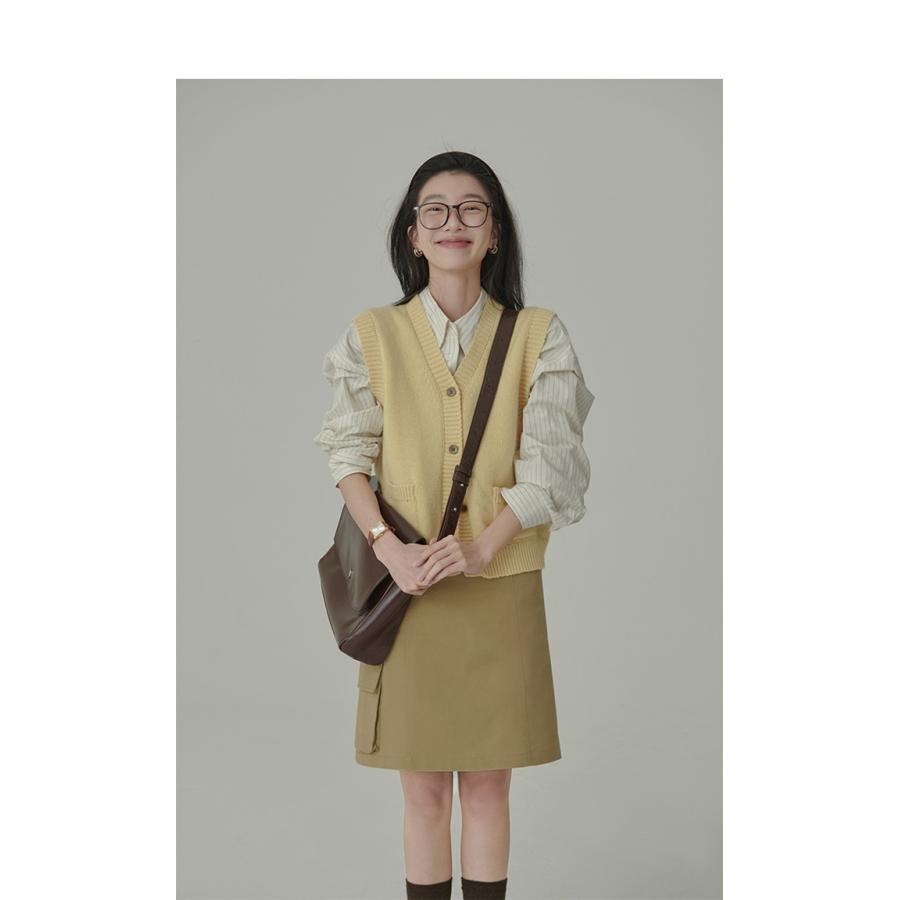 【特価】ニット 開襟 レディース ス 女性 ノースリーブ セーター Vネック コーデ カジュアル おしゃれ ファッション 無地 春 - 画像 (4)