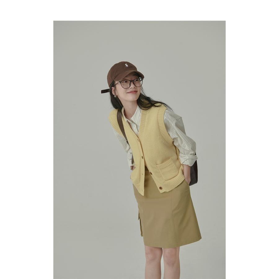 【特価】ニット 開襟 レディース ス 女性 ノースリーブ セーター Vネック コーデ カジュアル おしゃれ ファッション 無地 春 - 画像 (6)