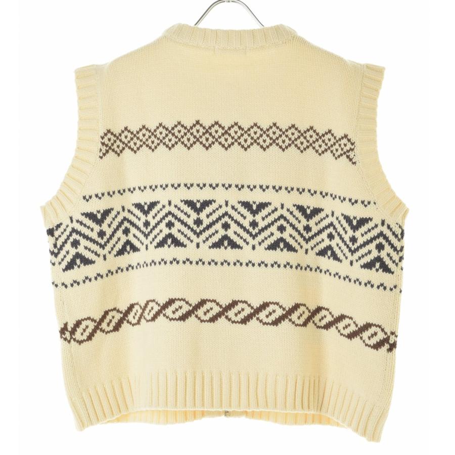 studio CLIP STUDIO / スタジオクリップ 柄編みジップアップ ニットベスト