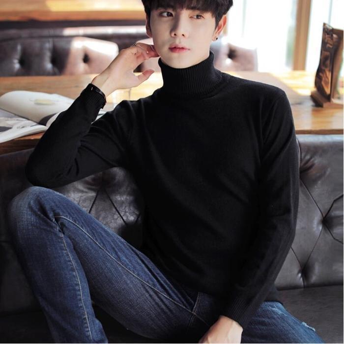 ニット メンズ セーター タートルネック 無地 ハイネック ニットセーター 秋物 長袖 カラー シンプル きれいめ 着こなし - 画像 (7)