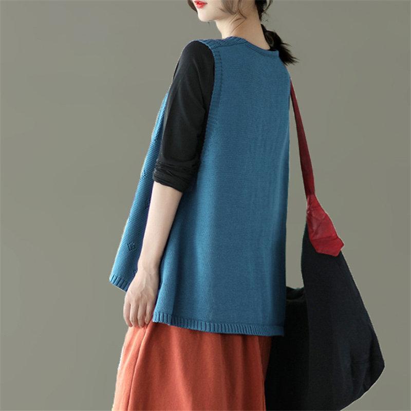 【特価】ニット レディース チョッキ ス Vネック 薄手 ゆったり セーター 無地 重ね着 秋コーデ ノースリーブ シンプル カジュアル - 画像 (5)