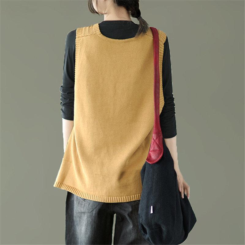 【特価】ニット レディース チョッキ ス Vネック 薄手 ゆったり セーター 無地 重ね着 秋コーデ ノースリーブ シンプル カジュアル - 画像 (6)