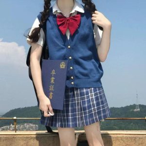 【大特価】スクール 女子 スクール ジレ 制服 無地 Vネック 秋 冬 レディース 高校 学生 中学 JK セーターカーディガン