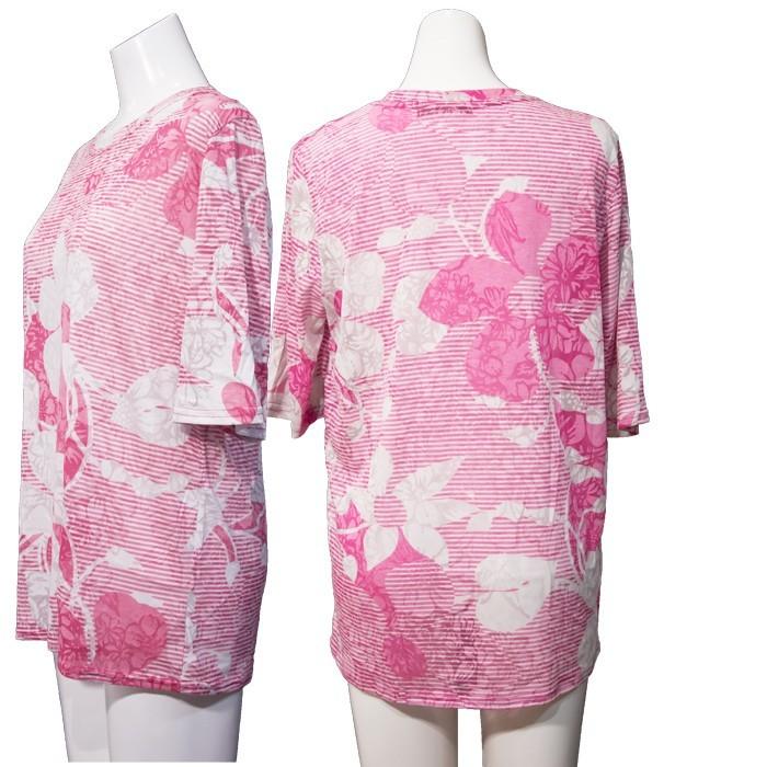 5分袖ブラウス レディース 花柄