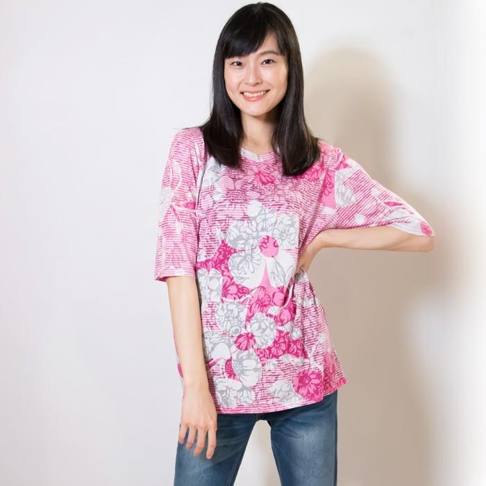 5分袖ブラウス レディース 花柄 - 画像 (2)