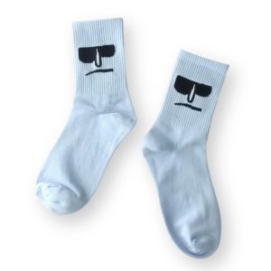 靴下 ブルー フェイス ソックス レディース 表情 顔 かわいい ポップアート ファッション 足元