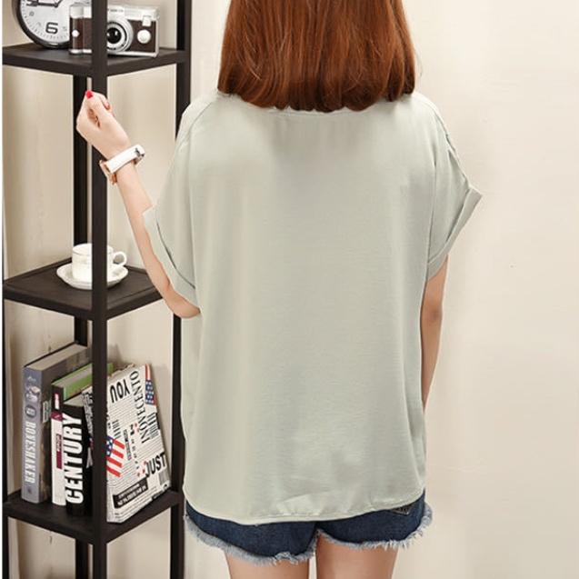 リネンシャツ レディース 半袖 ドルマンスリーブ 夏服 トップス プルオーバー 無地 vネック ゆったり ワイド 前後差 ギャザー 可愛い きれいめ 体型カバー 通勤 - 画像 (8)