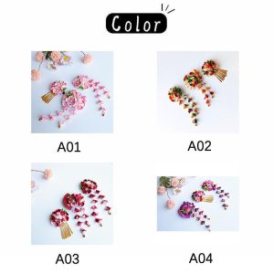 【特価】3点セット 髪飾り ヘアアクセサリー 和装小物 つまみ細工 ヘッドドレス 成人式 卒業式 アレンジ イベント レッド パープル ピンク 着物 浴衣