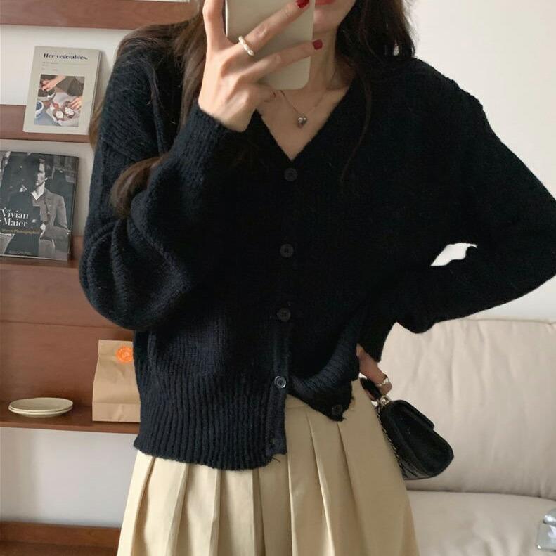 カーディガン レディース 長袖 春 秋 リブ 薄手 ミディアム丈 vネック トップス リブニット 羽織り 無地 - 画像 (7)