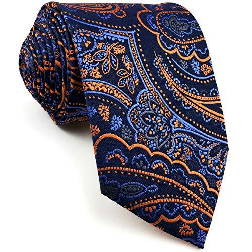 S&W SHLAX&WING ネクタイ ロング ブルー 黄色い シルク メンズ ペイズリー模様 160cm - 画像 (3)