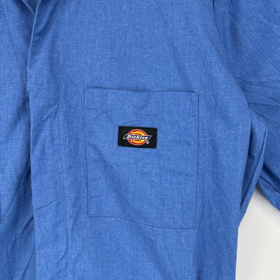 Dickies 古着 ディッキーズ 半袖つなぎ オールインワン ワンポイントロゴ ジップアップ ポケット ワーク 作業着 SR 水色 メンズ - 画像 (2)