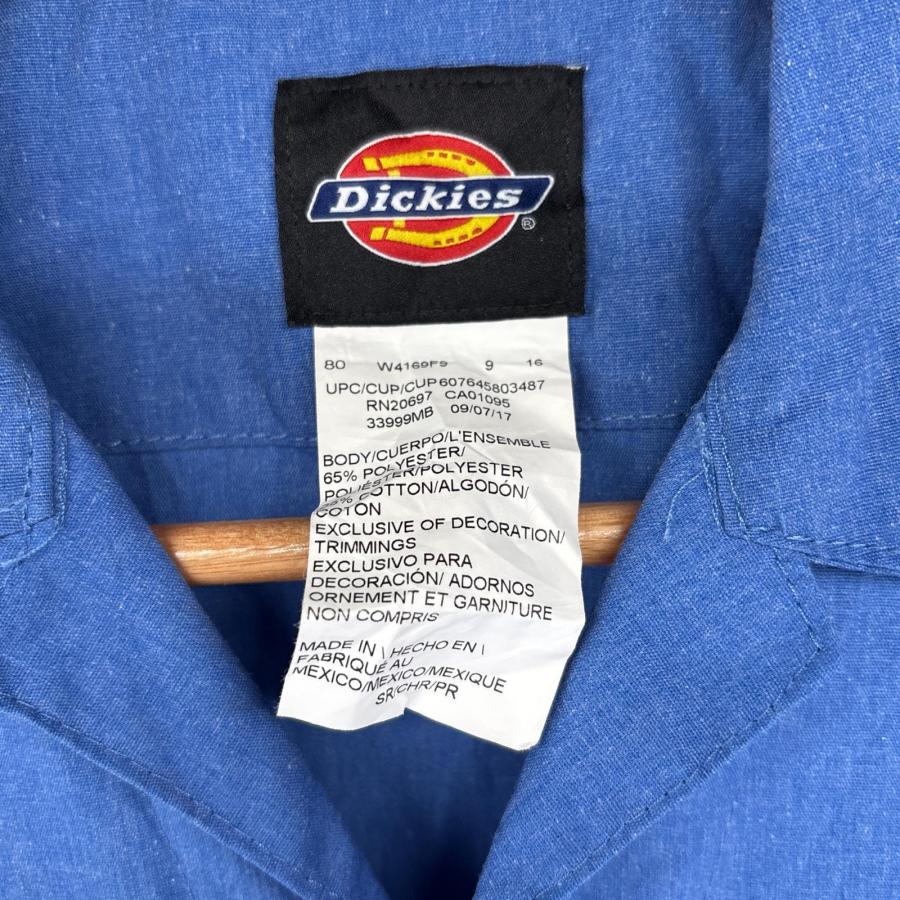 Dickies 古着 ディッキーズ 半袖つなぎ オールインワン ワンポイントロゴ ジップアップ ポケット ワーク 作業着 SR 水色 メンズ - 画像 (4)