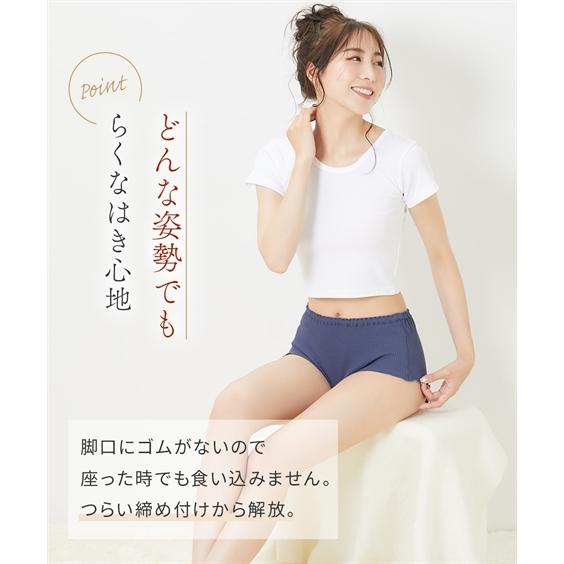 ニッセン ショーツ スタンダード レディース まるでNOパン オーガニックコットン100% リブ ゆったり 締め付けない レギュラー 2枚組 ウエストゴム取替可 - 画像 (6)