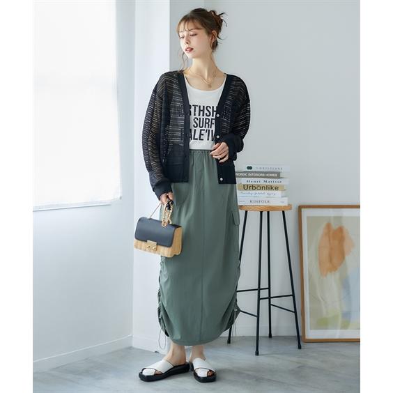 ニッセン カーディガン 大きいサイズ レディース 透かしジャガード カットソー Vネック 羽織り L〜LL/3L〜4L nissen - 画像 (9)