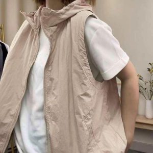 ノースリーブ ベスト 夏 前開き スポーツベスト フード付き 速乾 涼感 ファスナー パーカー レディース 大きいサイズ 作業着 軽量