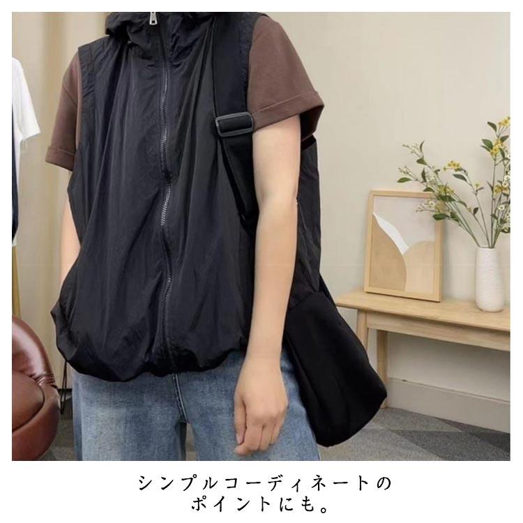 ノースリーブ ベスト 夏 前開き スポーツベスト フード付き 速乾 涼感 ファスナー パーカー レディース 大きいサイズ 作業着 軽量 - 画像 (9)