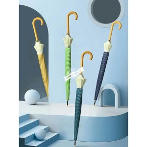 送料無料 長傘 長雨傘 16本骨  ワンタッチ?ジャンプ式 おしゃれ 雨傘 木製ハンドル マルチカラー シンプル 無地 遮光遮熱 日焼け防止 晴雨兼用 耐風構造 超耐