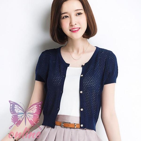 カーディガン UVカット 接触冷感 Vネック/ラウンドネック 紫外線対策 薄手ニット 冷房対策 日焼け防止 上着 半袖 おしゃれ 大きいサイズ - 画像 (4)