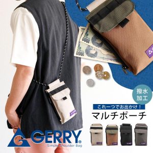 GERRY ジェリー スマホポーチ 撥水 ショルダーバッグ レディース メンズ  おしゃれ 黒 ブラック グレー ベージュ カーキ gerry r2178