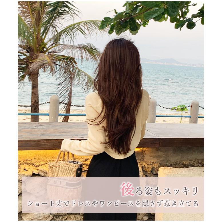 ボレロカーディガン ショート丈 レディース 羽織り 長袖 ジャケット 日焼け対策 冷房対策 ストレッチ オフィス 通勤 春夏 爆買 - 画像 (6)