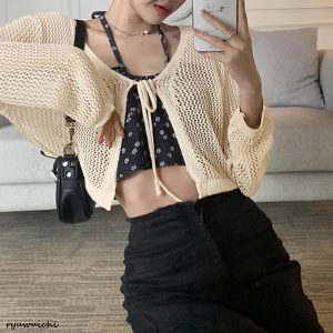 カーディガン長袖 レディース ショート丈