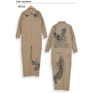 天駆ける鳳凰オールインワンツナギ 絡繰魂 231006 刺繍 和柄 和風 つなぎ からくり