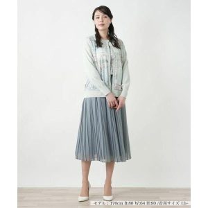 Leilian PLUS HOUSE / レリアンプラスハウス マップ柄クルーネックカーディガン