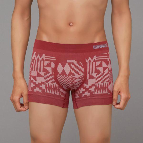 BODY WILD グンゼ ジオメトリック柄 立体成型 ボクサーパンツ 前閉じ メンズ GUNZE ボディワイルド - 画像 (2)