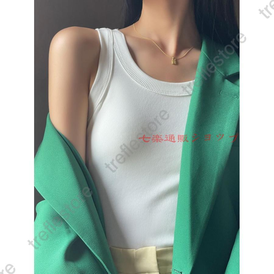 2枚セット タンクトップ リブ トップス 速乾 袖なし 無地 プチプラ 接触冷感 レディース ノースリーブ 夏 Uネック 細身 キャミソール 通気性 - 画像 (6)