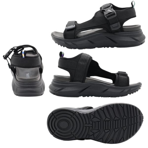 GERRY ジェリー サンダル メンズ 靴 黒 ブラック 厚底 アウトドア リカバリーサンダル ストラップ ベルト バックル 履きやすい 厚底サンダル 歩きやすい GR6589 - 画像 (6)