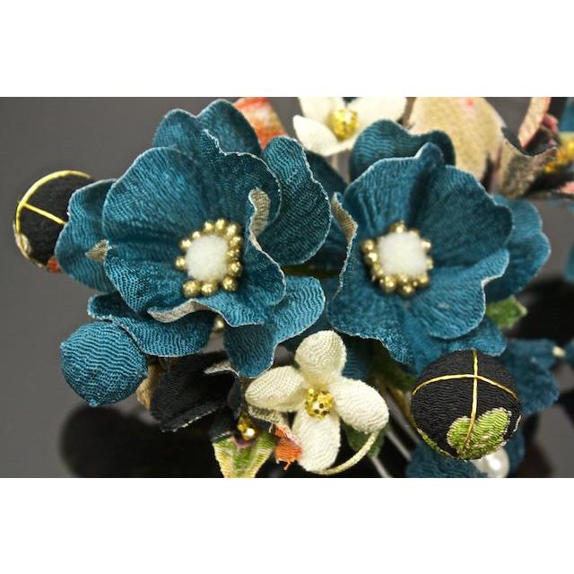 SOUBIEN 成人式 髪飾り 青 2点セット 振袖 卒業式 袴 花 フラワー 和柄 和風 古典的 リボン パールビーズ 着物 和装 - 画像 (2)