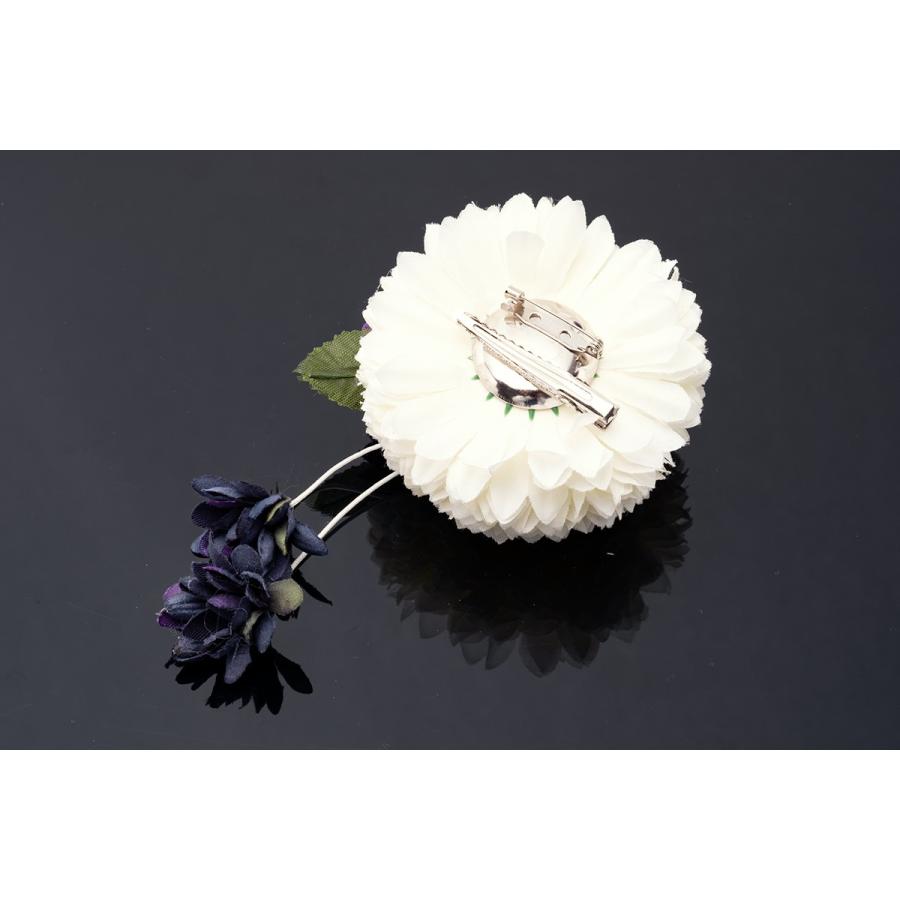 SOUBIEN 髪飾り 浴衣 成人式 花 コサージュ クリップ 振袖 子供 和装 白 紺 ピンポンマム ポンポン菊 ぶら飾り - 画像 (4)