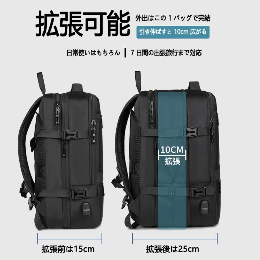 最新作 多機能 シンプル リユック 防水 撥水リュック 大容量ビジネスレジャー パック リュックサック ビジネス PC メンズ 大学生 17インチ バックパック - 画像 (6)