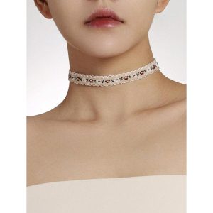 ジュエリー レディース ネックレス セット レース付きデイジーフラワーデコレーションネックレス 5個セット バレンタイン