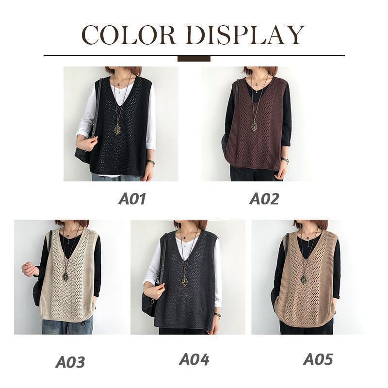 ニット レディース チョッキ ス Vネック ノースリーブ ゆったり プルオーバー ジレー セーター 無地 秋コーデ カジュアル - 画像 (6)