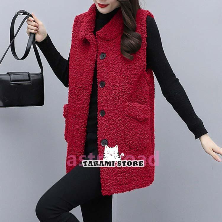 ボアベスト ロング レディース ボアコート ステンカラーコート もこもこ ふわふわ ボア ロングベスト ロングコート ノースリーブ 冬 秋 アウター - 画像 (2)